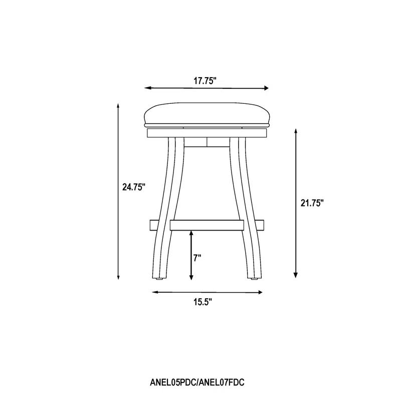 Alaterre Ellie Upholstered Swivel Bar Stool Chairs with Padded Seat and Back, Rubberwood Frame with Metal Kick Plate