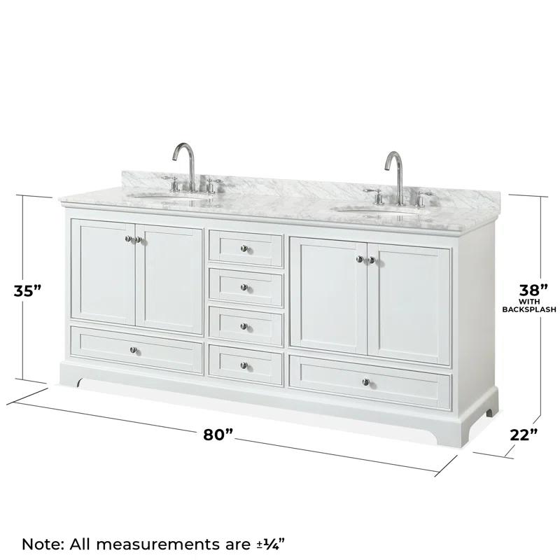 Wyndham Collection Deborah 80'' Double Bathroom Vanity with Marble Top