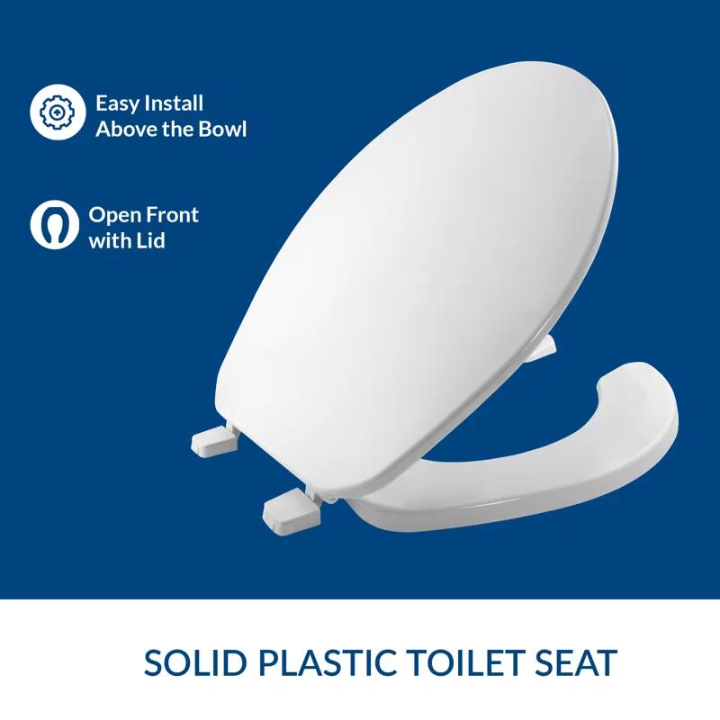 Bemis 7E75 000 BEMIS 75 Commercial Open Front Toilet Seat with Cover, ROUND, Plastic, White