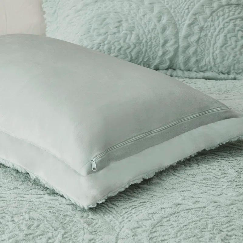 Arya Embroidered Medallion Faux Fur Ultra Plush Comforter Set