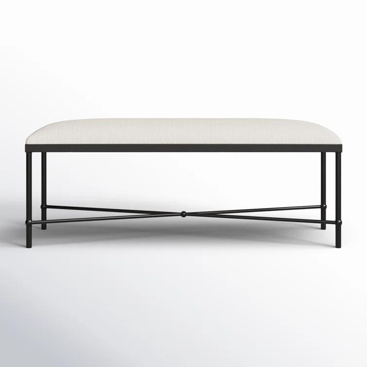 Uttermost Avenham Contemporary Iron and Fabric Small Bench in White/Black