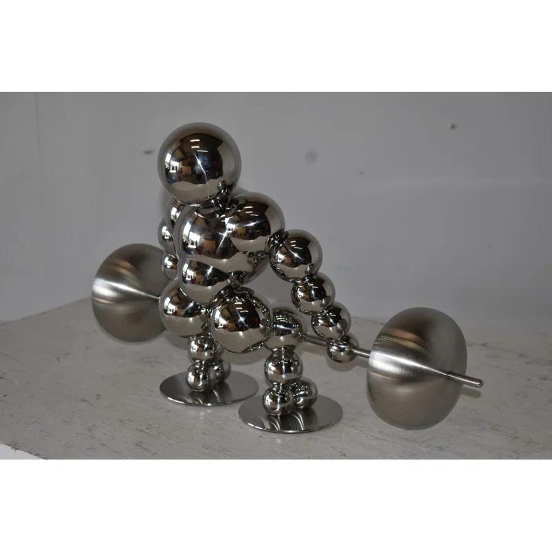 Alesja Modern Art Weightlifter First Pull Position Chrome Statue Size: 20" x 8" x 11"H