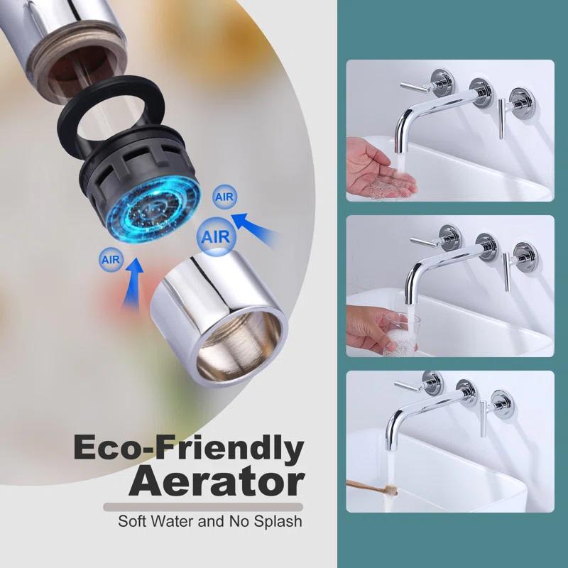 2-Handle 2-Hole Wall Mounted Bathroon Sink Faucet In Spot Resist (Valve Included)