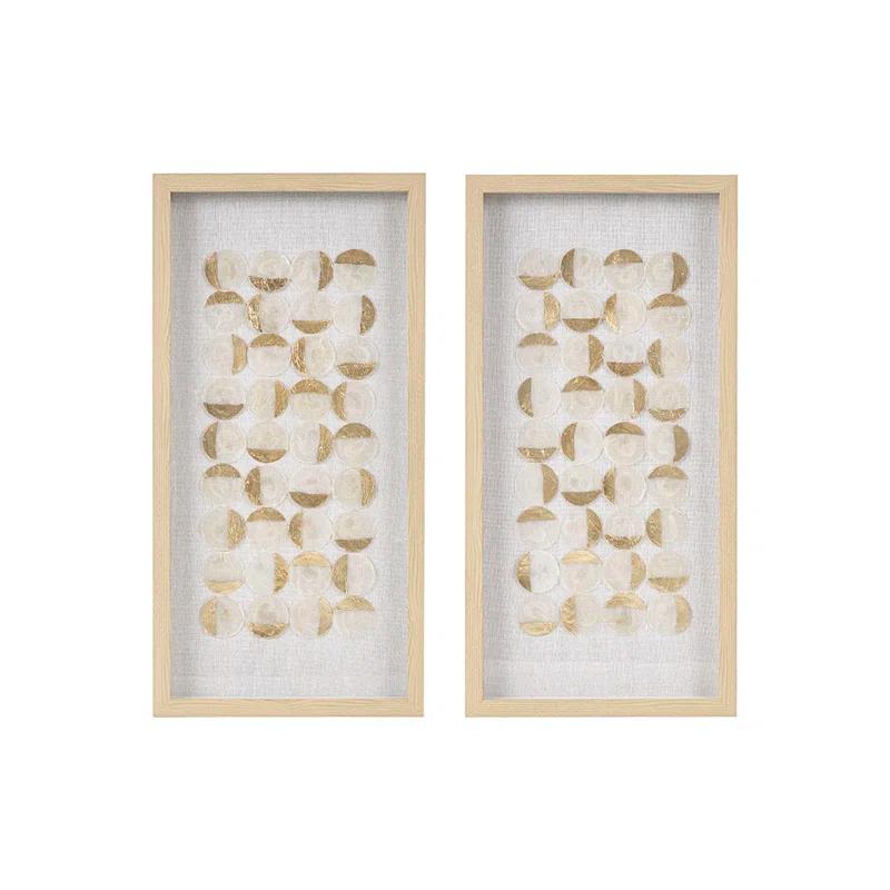 Mercury Row® Zeringue Emblem Natural Capiz with Gold Foil Shadowbox Wall Décor (Set of 2)