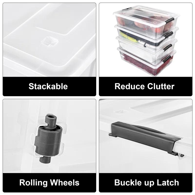 Sorbus 40qt Clear Underbed Stackable Storage Bins with Lids and Handles, 2-Pack