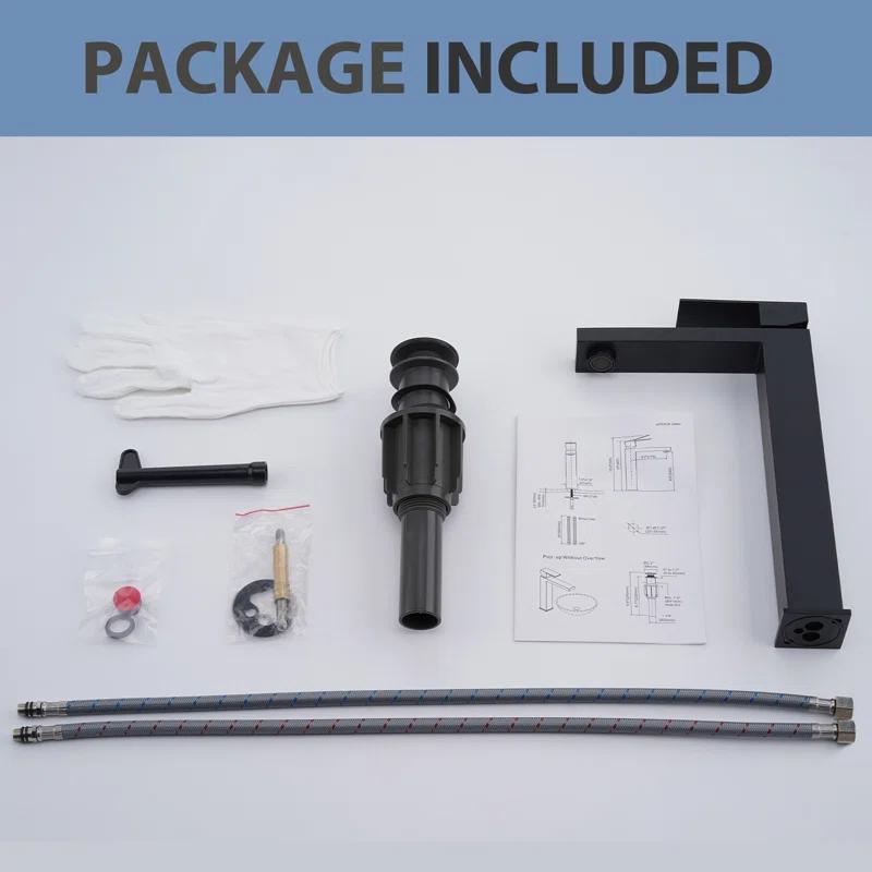 High Arc Single Handle Single Hole Bathroom Faucet With Drain Kit