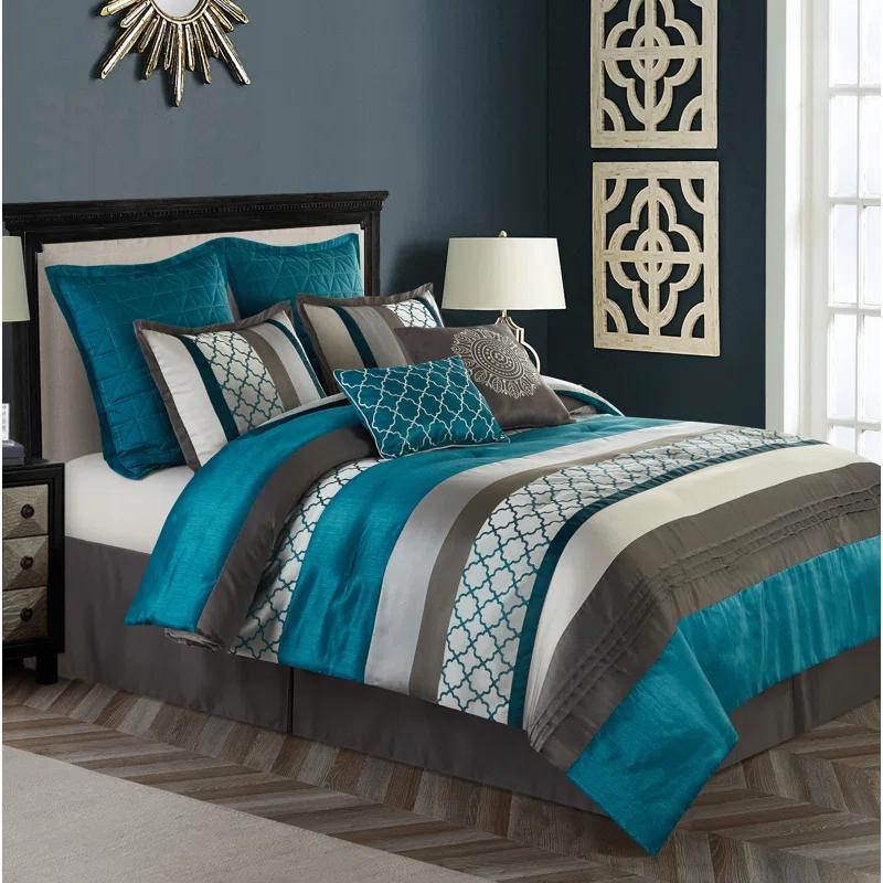 Nanshing America, Inc Avalon Microfiber Modern & Contemporary 8 Piece Comforter Set