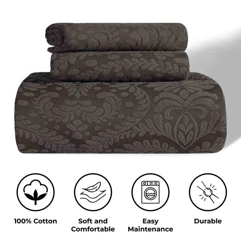 Superior Aspen Floral Scalloped Edge Cotton Blend Coverlet / Bedspread Set
