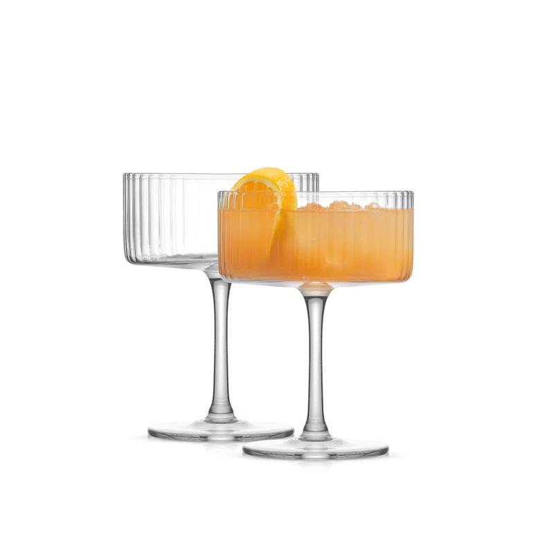 JoyJolt Elle Fluted Coupe Martini Glasses, 10oz (Set of 2)