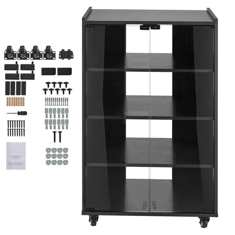 VEVOR 5-Tier AV Media Stand with Wheels, Wooden Audio-Video Media Stand for DVD Players/Cable Boxes/Games Consoles