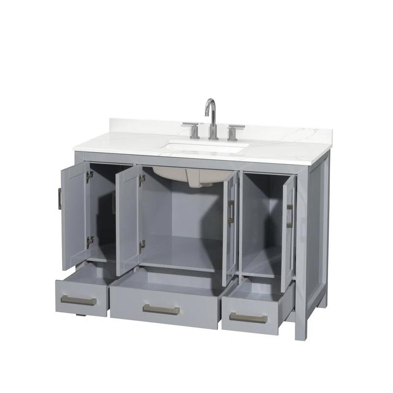 Wyndham Collection Sheffield 48" Freestanding Single Bathroom Vanity with Quartz Top