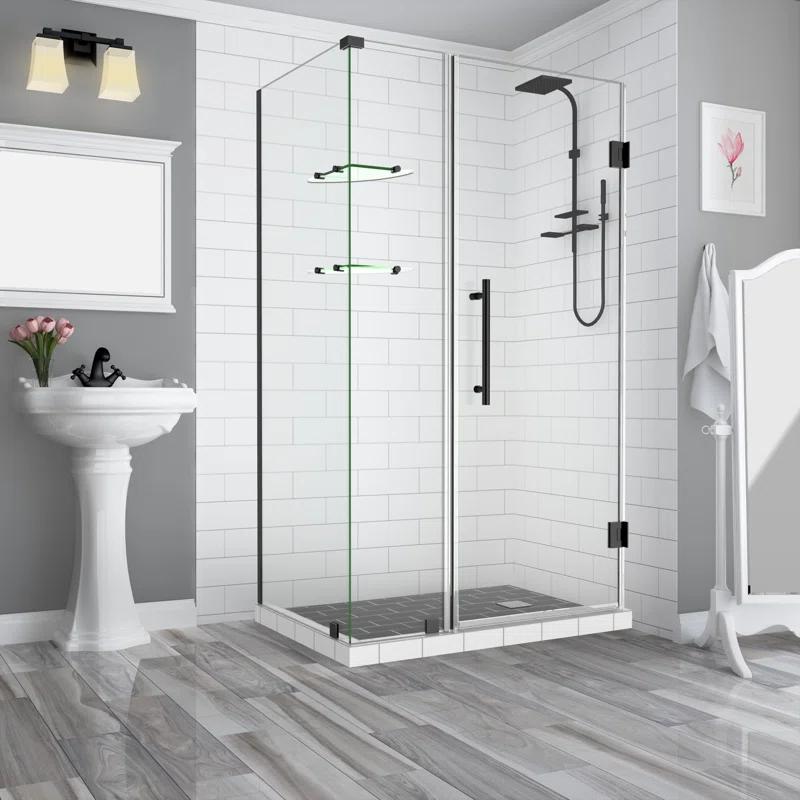 Aston SEN962EZ-MB-372336-10 Bromley GS Frameless 36.38" x 72" Rectangle Hinged Shower Enclosure