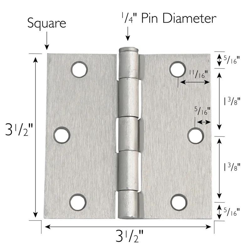 Design House 3.5" H x 3.5" W Butt Bearing Door Hinges (Set of 3)