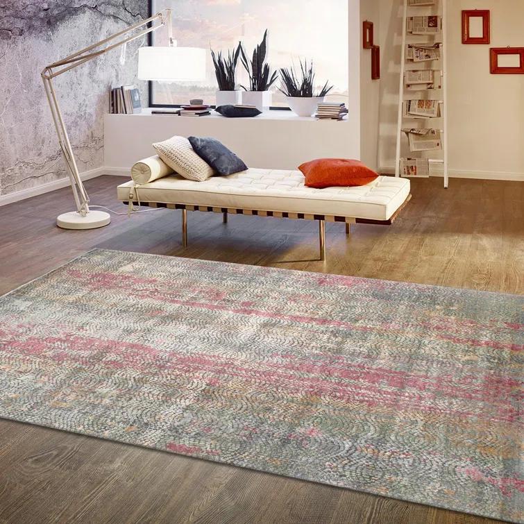 Gemstone Mosaic Multicolor Hand-Knotted Wool, Viscose & Silk 10' x 14' Area Rug