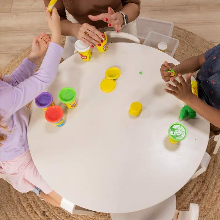 ECR4Kids Bentwood Round Table and Curved Back Chair Set, Kids Furniture, 5-Piece