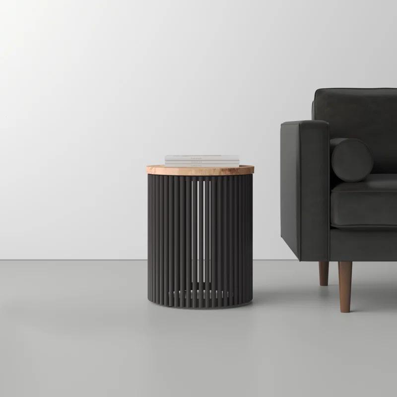 Lora Solid Wood Drum End Table