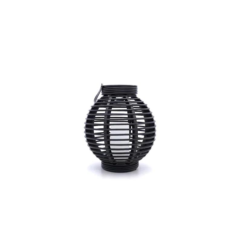 Solar Powered Basket Lantern with LED Candle