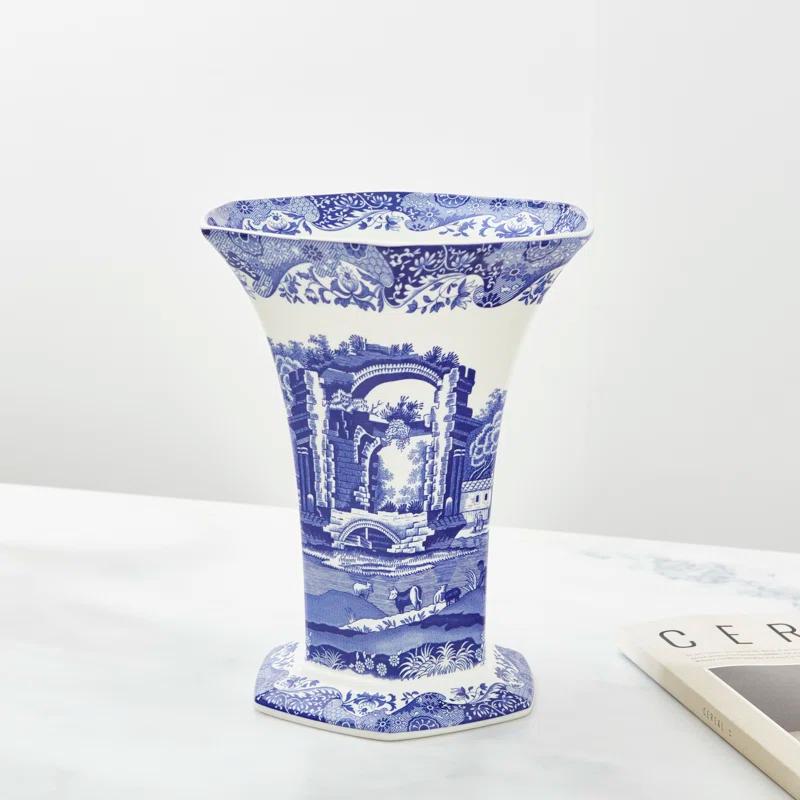 Spode Spode Blue Italian Hexagonal Vase 10.5"