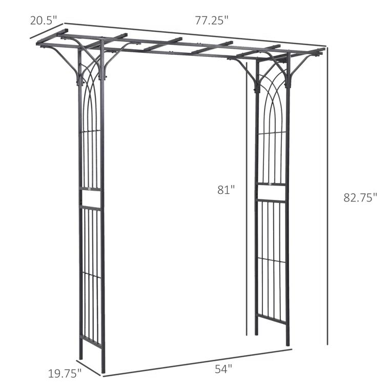 Outsunny 74.75'' W x 19.75'' D Metal Arbor in Gray