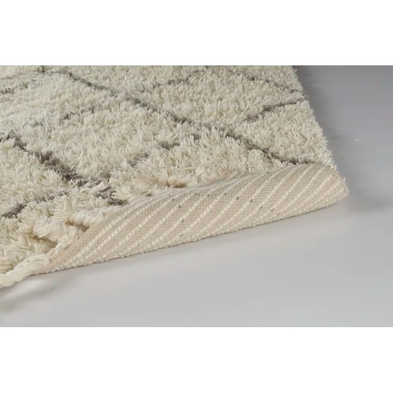 Foundry Select Calsbeck Geometric Handmade Wool Ivory/Grey Area Rug | Wayfair