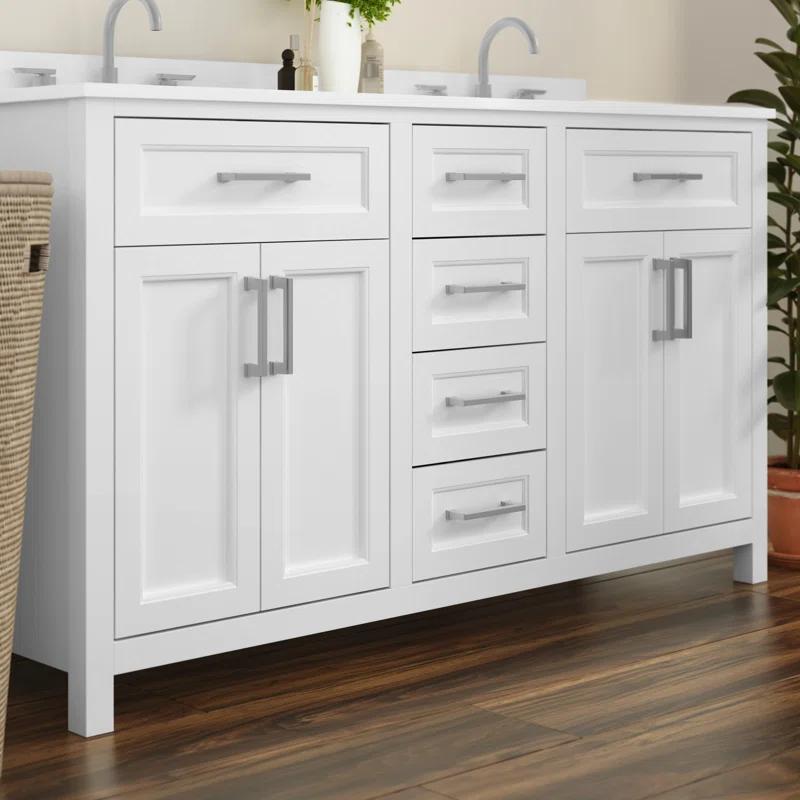 Flash Furniture Bathroom Vanity With 2 Sinks, 2 Storage Cabinets, And 6 Drawers & Reviews | Wayfair