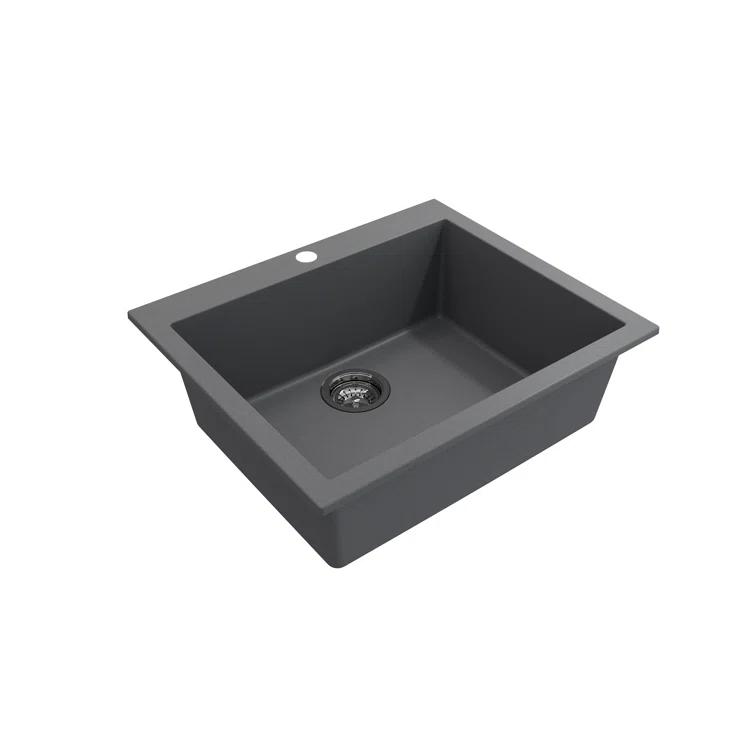 Campino 24'' L Single Bowl Granite Kitchen Sink