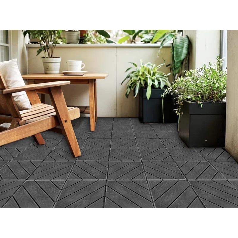 SHANRUGUOJI Wood Plastic Composite Deck Tiles Set Of 35Pcs, Composite Decking Resist Rust, Water, Weather, Easy To DIY & Maintain, Indoor&Outdoor,Ideal For Patios, Balconies, Rooftops, Decks, 12X12in