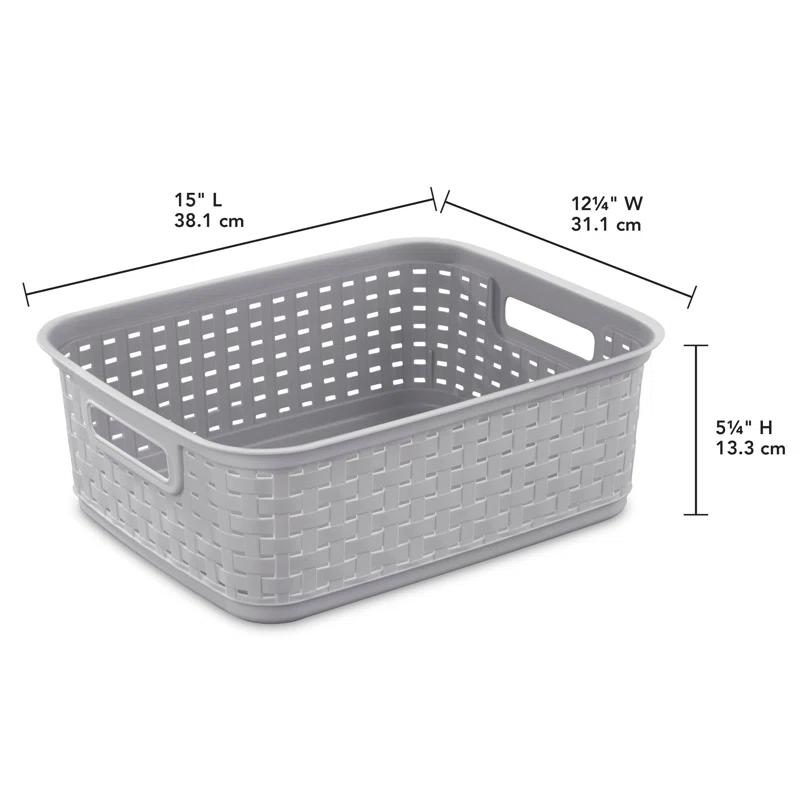 Sterilite Sterilite Short Weave Basket, Decorative Storage Bin, Organize the Closet, Bathroom or Classroom (Set of 6)