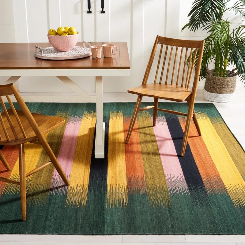 Safavieh Dhurries Flat Weave Wool/Cotton Rug in Yellow/Brown