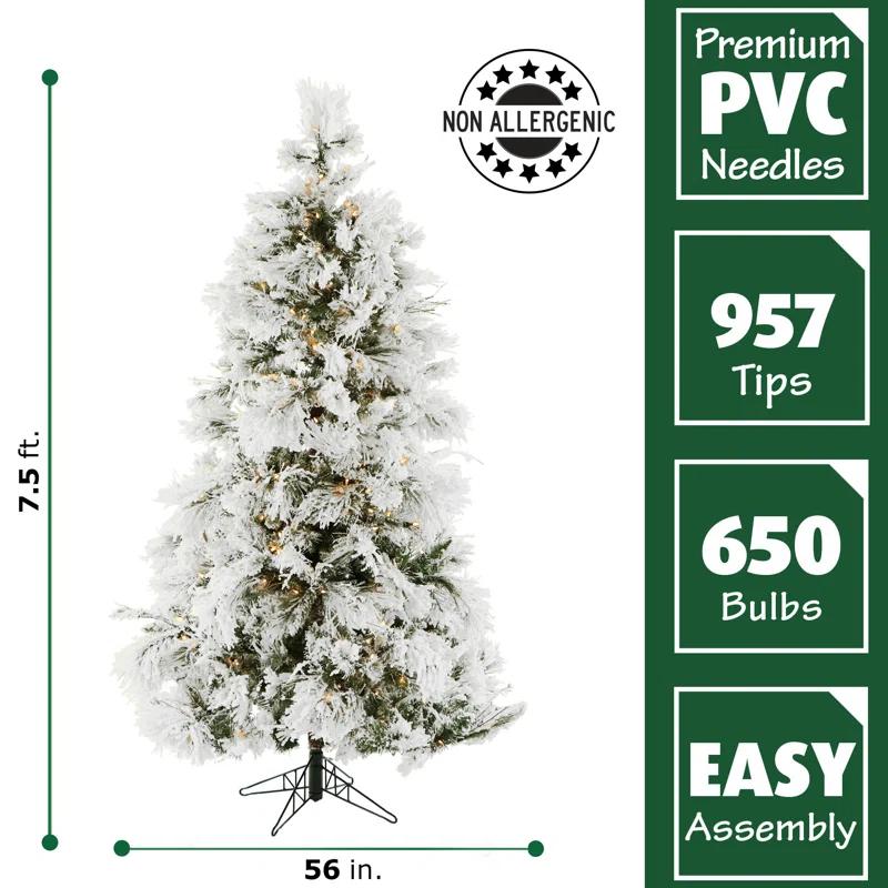 Fraser Hill Farm Fraser Hill Farm Snowy Pine Flocked Artificial Christmas Tree