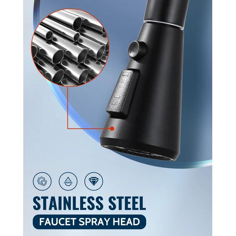 WOWOW 3-Function Sprayer Pull Down Kitchen Faucet Spray Head Replacement With 9-Adapter Kit