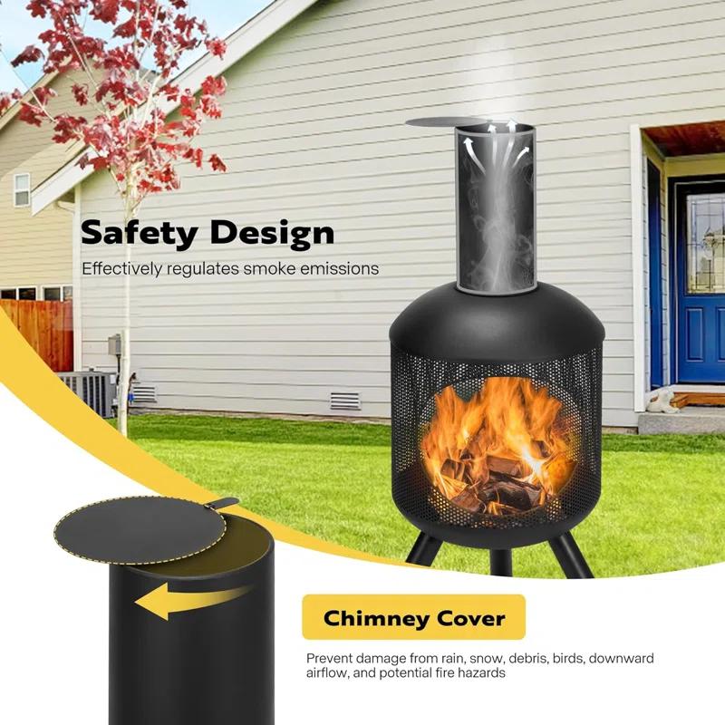 Romn 46.7'' H Steel Outdoor Chiminea