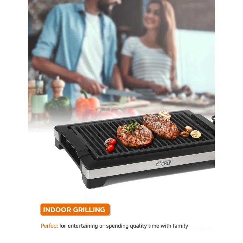 Commercial Chef COMMERCIAL CHEF Indoor Grill for Countertop Electric Grill with Adjustable Temperature Control