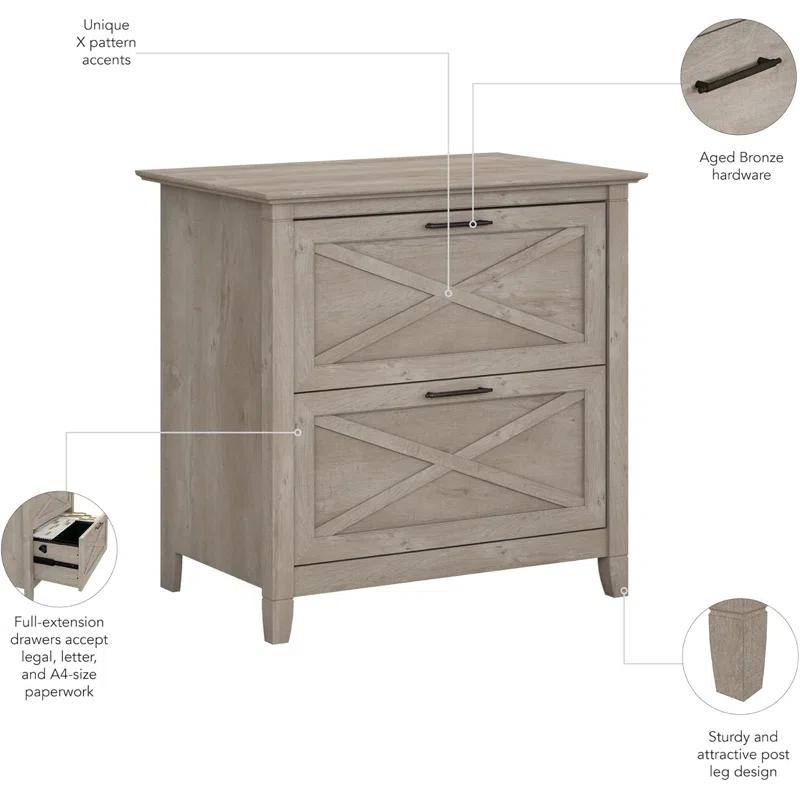 Rosalind Wheeler 2 Drawer Lateral File Cabinet In Washed Gray | Document Storage For Home Office | Accent Chest With Drawers | Wayfair