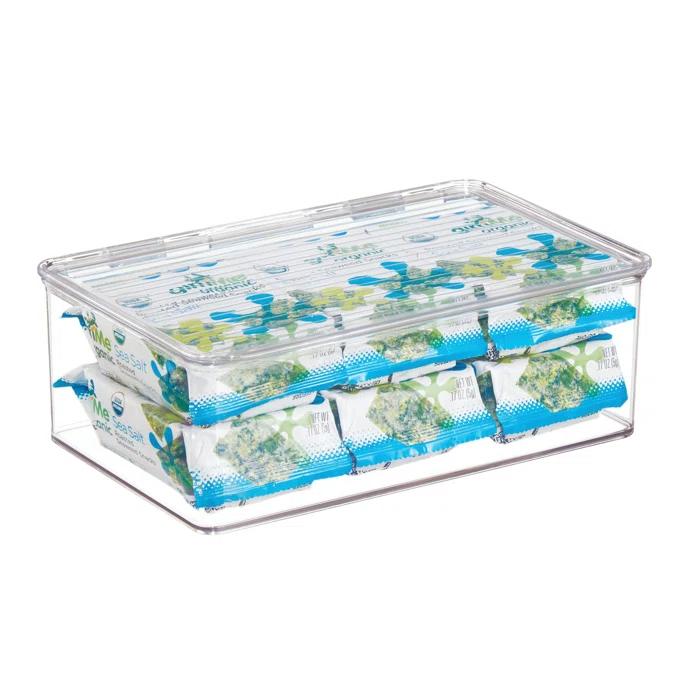 iDesign iDesign Kitchen Binz BPA-Free Plastic Stackable Organizer Box with Lid - 7.2" x 10.7" x 3.7", Clear