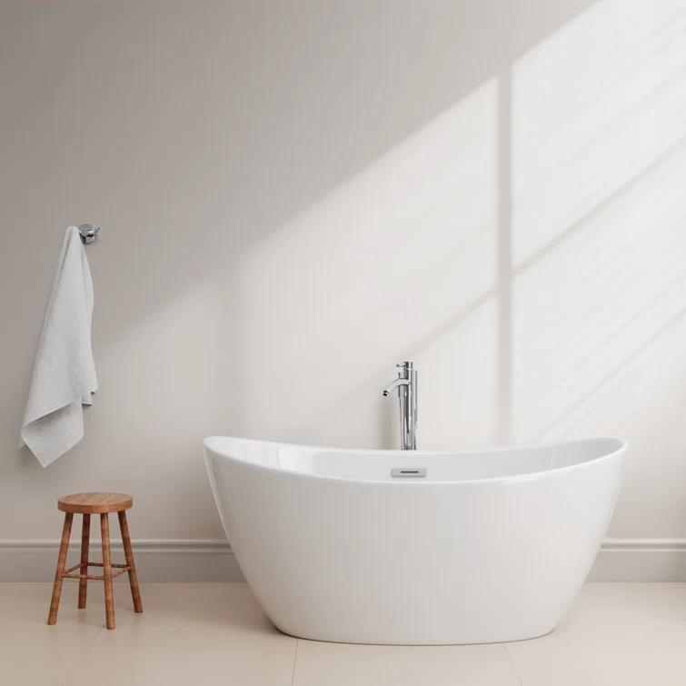 Wyndham Collection Dorrit 60" x 32" Freestanding Soaking Acrylic Bathtub with Faucet WCBTE652060ATP11PC