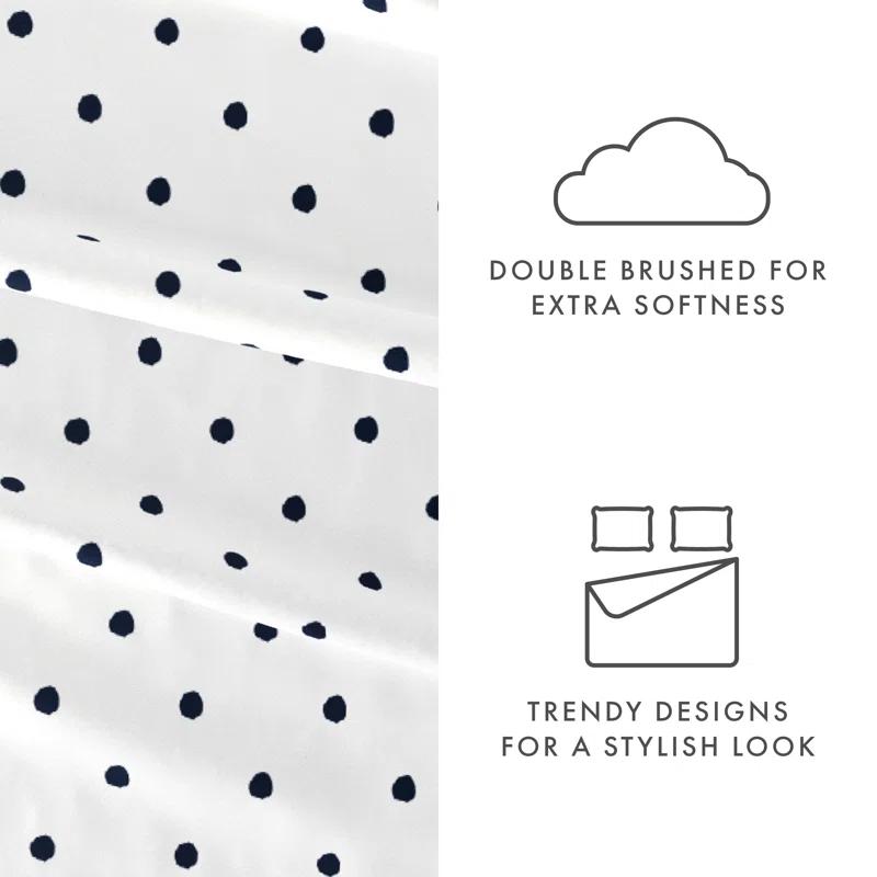 IEnjoy Home Polka Dots Navy & White Pattern Sheet Set
