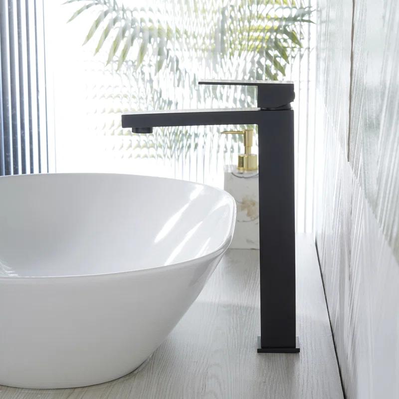 High Arc Single Handle Single Hole Bathroom Faucet With Drain Kit