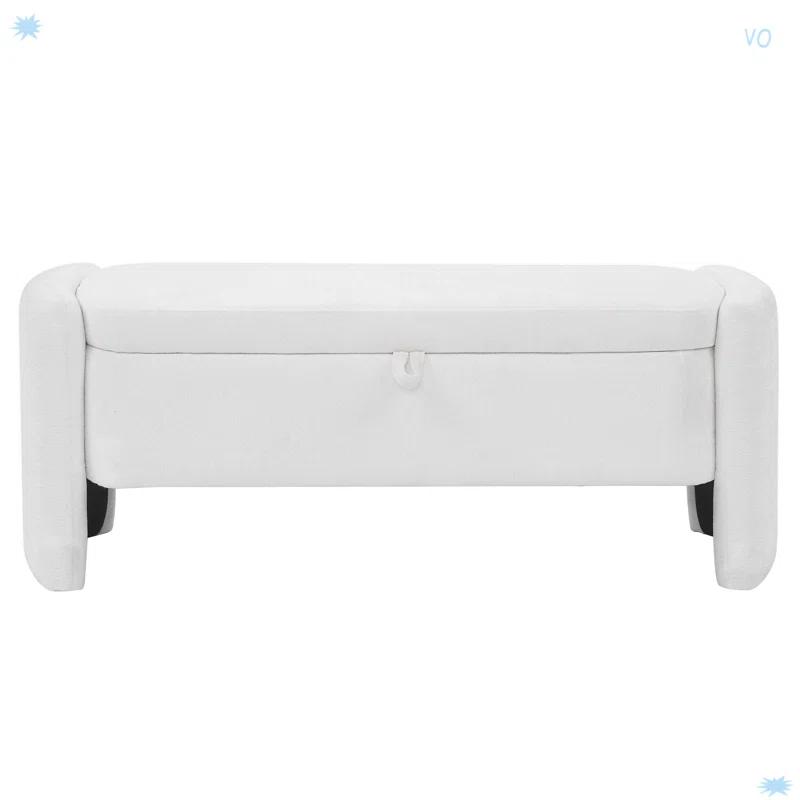 Wrought Studio™ Oval Ottoman Orange Storage Bench Chenille Fabric Bench