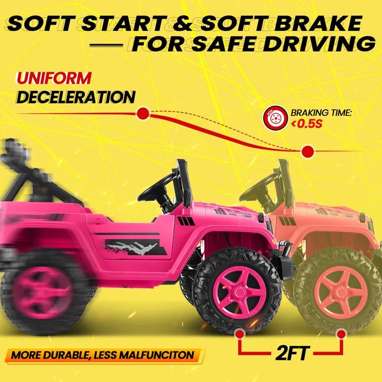 Ancheer Alex 24V 4WD//2WD Ride On Jeep Truck,2 Seater Kids UTV With 4X200w Powerful Engine,Remote Control,Bluetooth,20 Wide Seat,Vehicles for Kids Toddlers