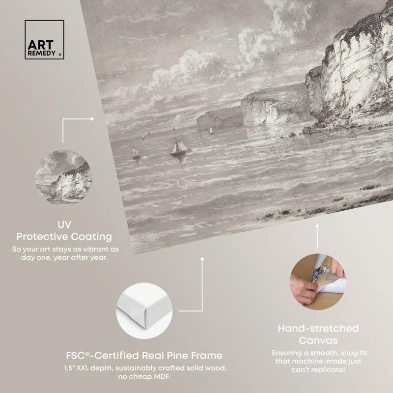 Art Remedy Cliffs along Normandy Coast Canvas Vintage Art Prints by Art Remedy