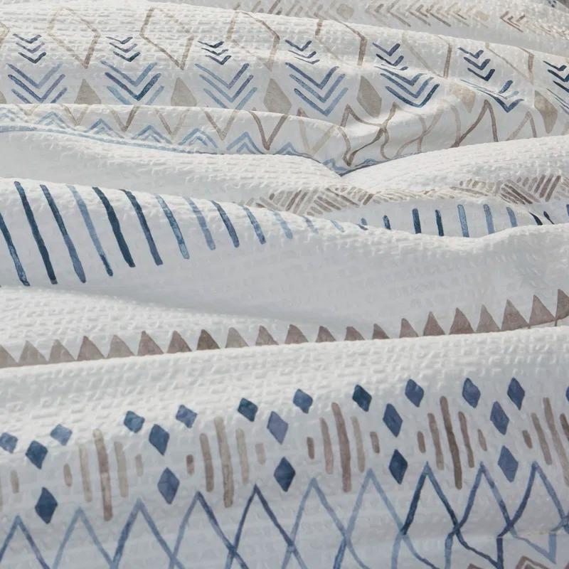Madison Park Fraser 5 Piece Printed Seersucker Comforter Set with Throw Pillows