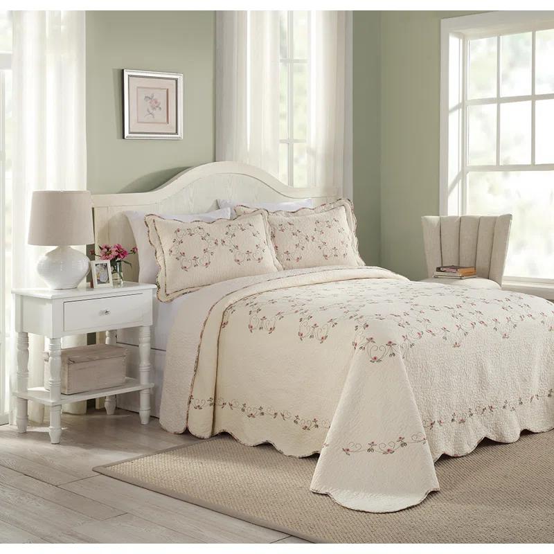 Felisa Embroidered Single Bedspread/Coverlet