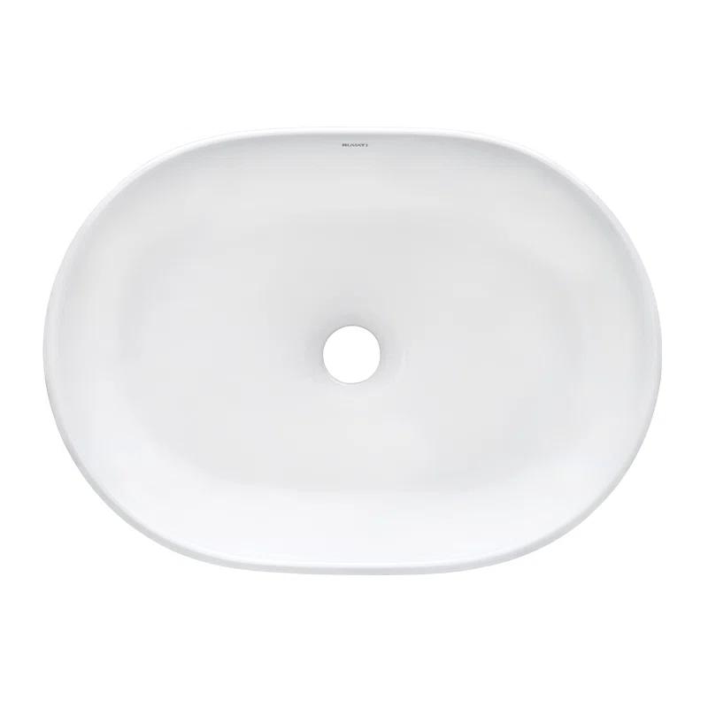 Ruvati RVB0419 Ruvati inch Bathroom Vessel Sink White Oval Above Counter Vanity Porcelain Ceramic