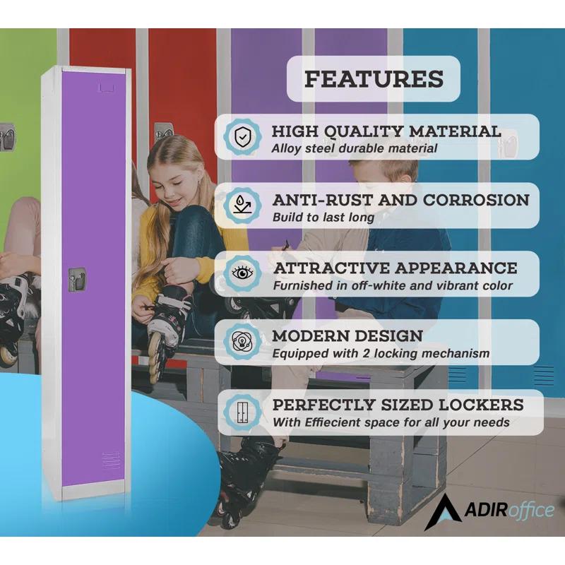 AdirOffice 12'' Wide Steel 1-Tier School and Gym Locker