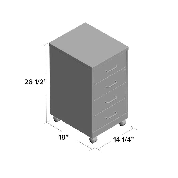 Inbox Zero Onetta 4-Drawer Mobile Vertical Filing Cabinet