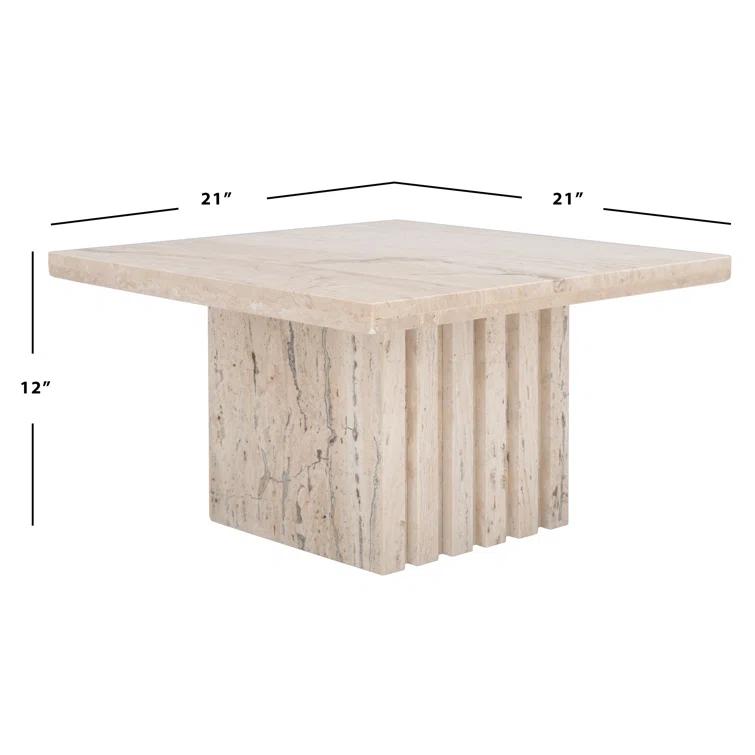 Safavieh  Couture Olivia Square Marble Accent Table - 21 IN W x 21 IN D x 12 IN H