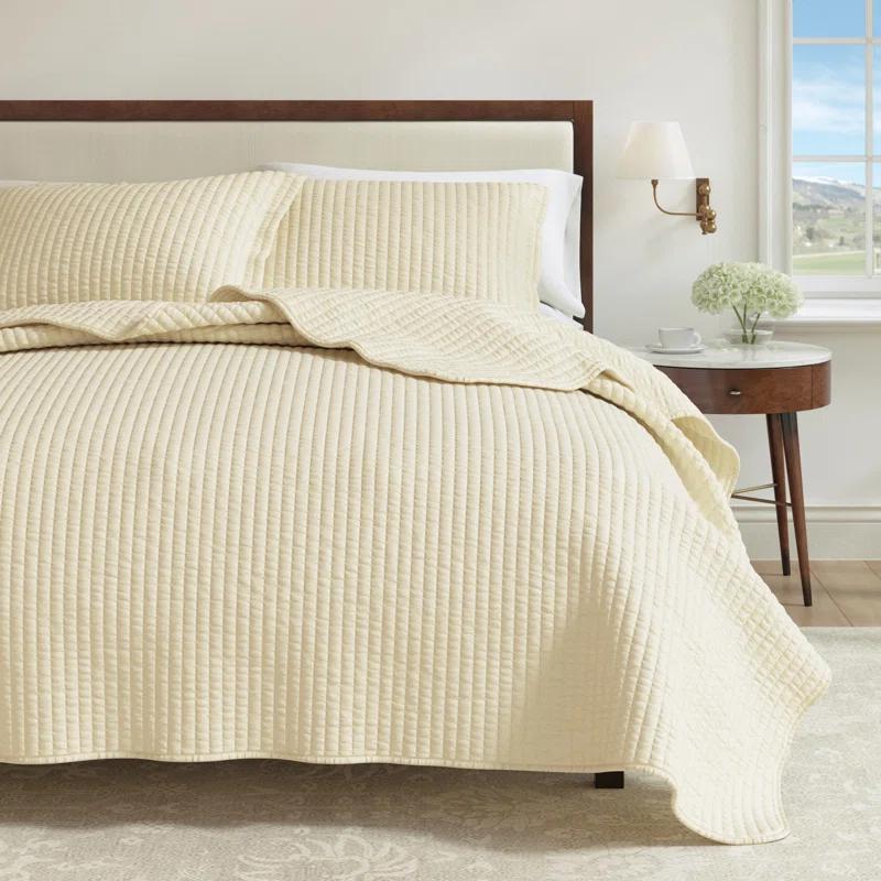 FreshFolds Modern & Contemporary Stripe Stitched Quilt Set with Shams