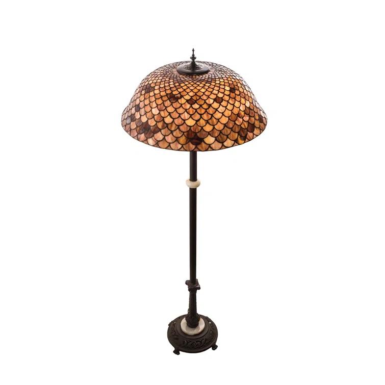 Meyda Tiffany 230384 Fishscale 3 Light 62" Tall Buffet Floor Lamp - MultiColor
