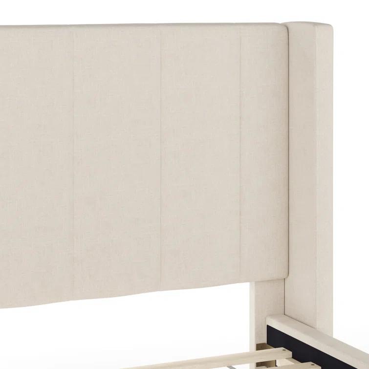 Martha Stewart Martha Stewart Kay Upholstered Platform Bed With Channel Stitched Wingback Headboard